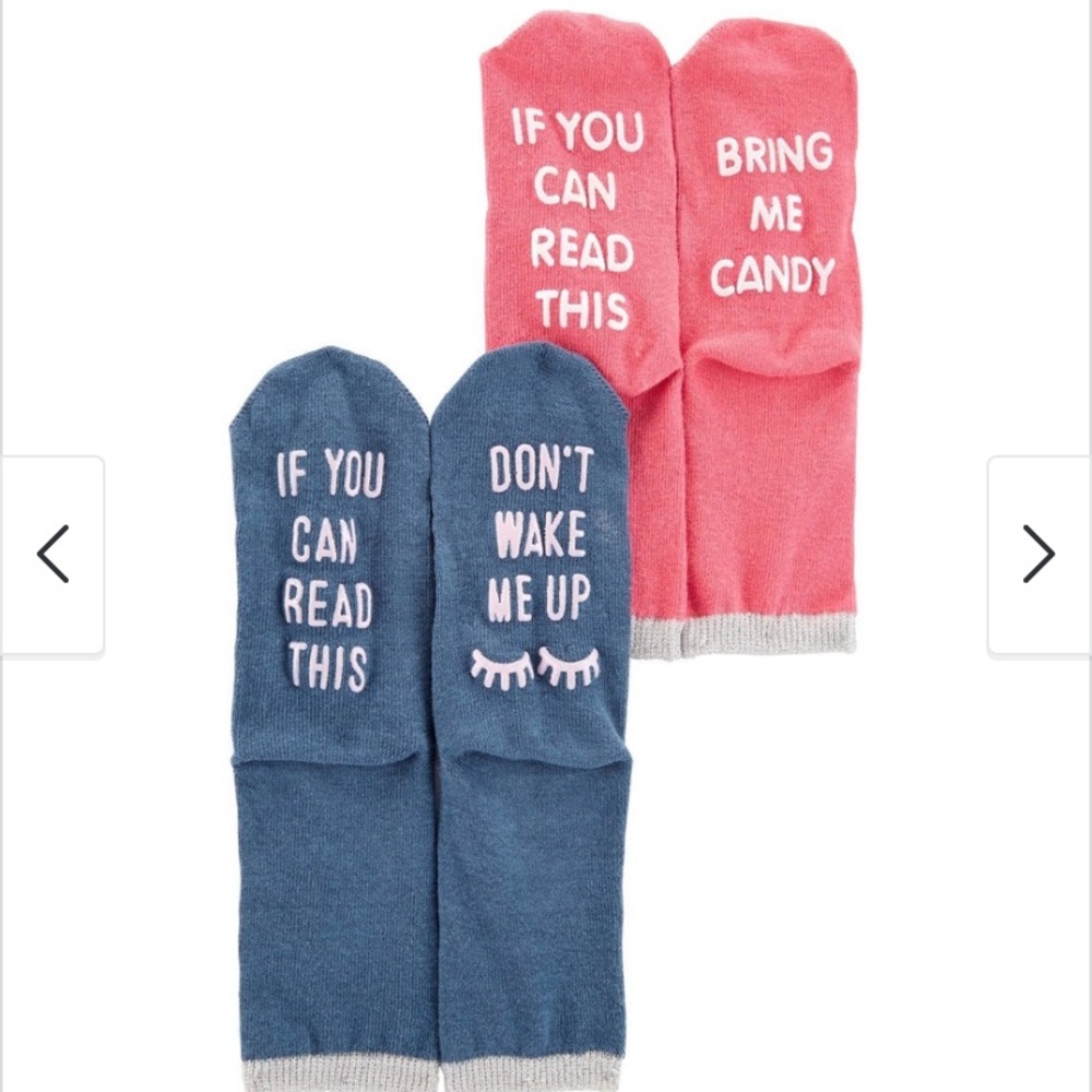 Carter's Little Girls' 2-Pack Slogan Socks - Picture 1 of 6
